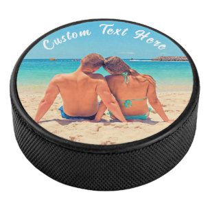 Votre photo Hockey Puck avec texte personnalisé