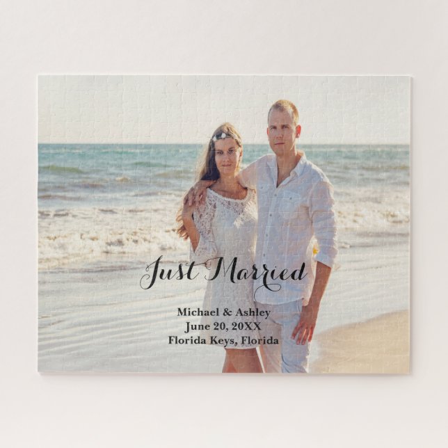 Votre Photo Personnalisée Juste Marié Puzzle (Horizontal)