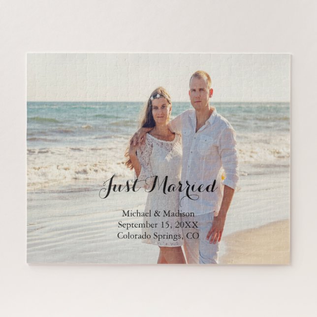 Votre Photo Personnalisée Juste Marié Puzzle (Horizontal)