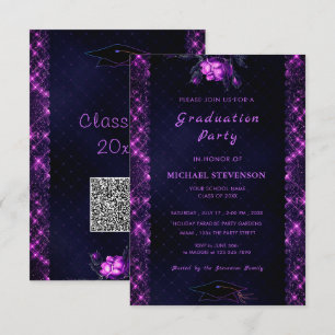 Votre QR Code Purple Black Graduation Invitation