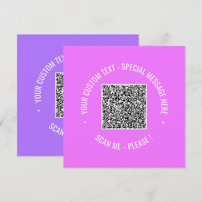 Votre QR Code Scan Info Couleurs de texte Carte de (Devant / Derrière)