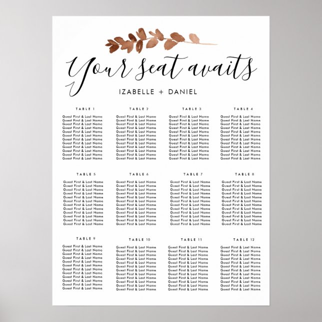 Votre siège affiche le Mariage de script Cartes de (Devant)