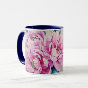 Votre tasse rose nommée de fleur d'aquarelle de