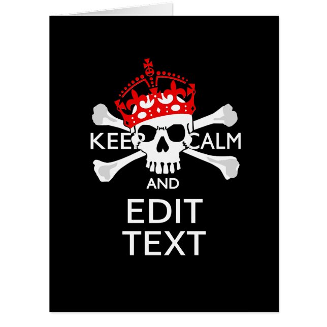 Votre texte Gardez le calme Crossbones de couronne (Devant)