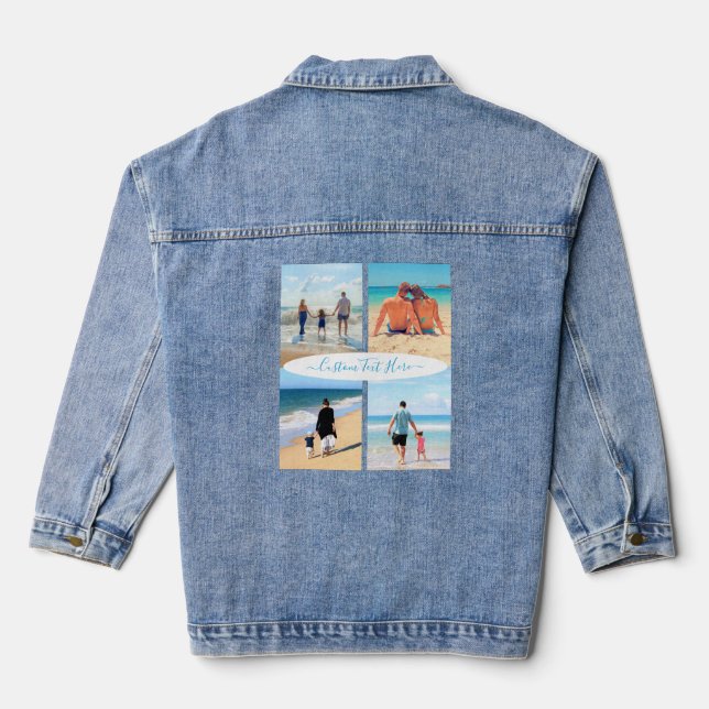 Votre veste Denim Photo Collage avec texte personn (Verso)
