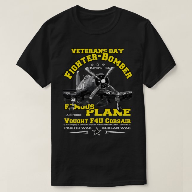 Vought F4U Corsair WW2 Fighter T-Shirt (Design Front)