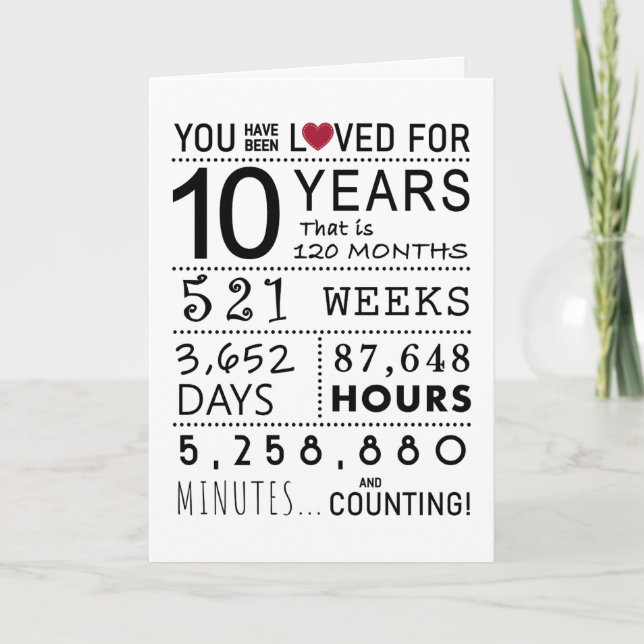 Vous Avez Été Aimé 10e Carte Anniversaire (Devant)