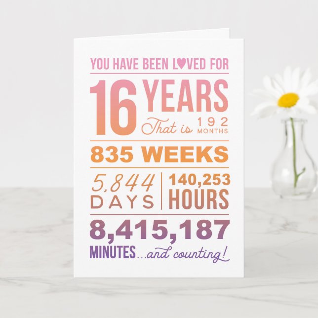 Vous Avez Été Aimé 16 Ans, 16ème Carte Anniversair (Petite plante)