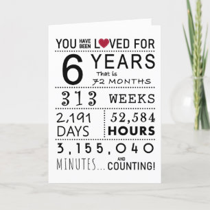 Vous avez été aimé 6e carte d'anniversaire