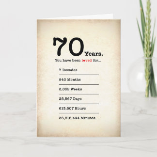 Vous avez été aimé 70 ans, Carte d'anniversaire