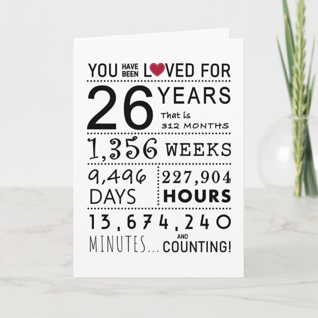 Vous Avez Été Aimé Carte Anniversaire 26ème (Devant)