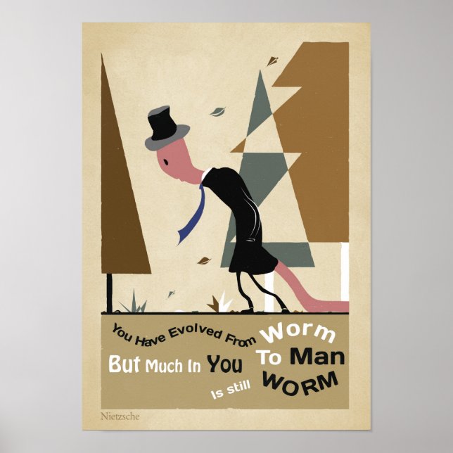 Vous avez évolué de vers à homme NIETZSCHE Poster (Devant)