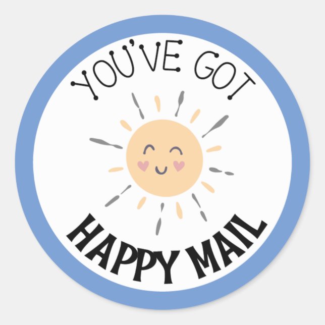 Vous avez Happy Mail Smile Sticker Round (Devant)
