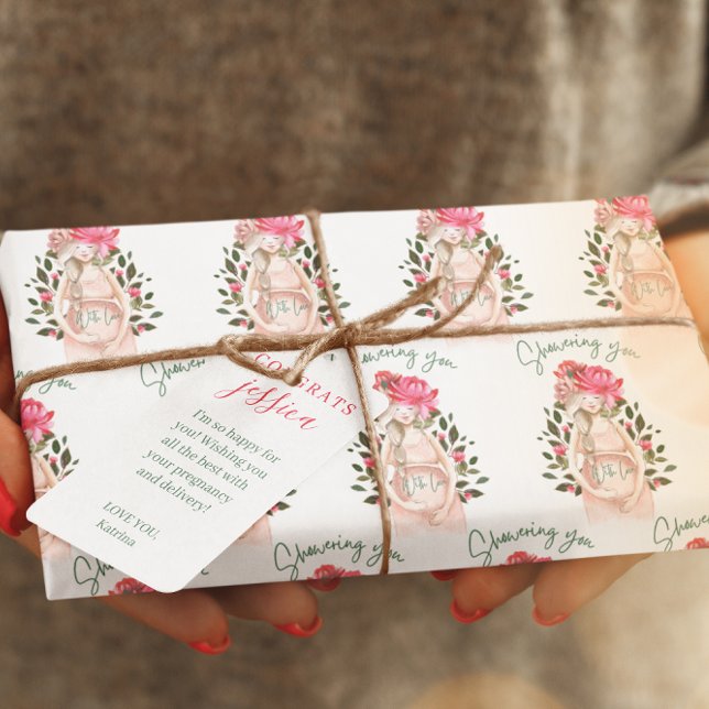 Vous Doucher Avec Amour Envelopper Feuilles De Pap (Congratulate a special mommy to be with these, "Showering you with love" wrapping paper sheets! )