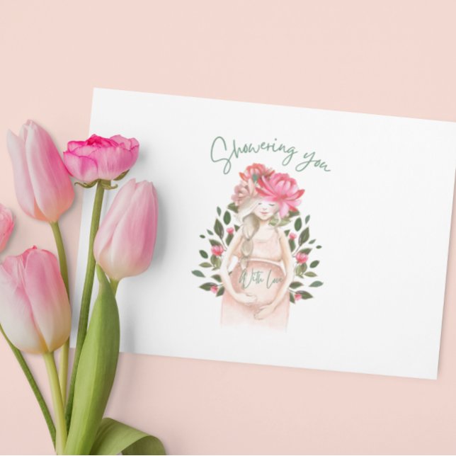 Vous Doucher Avec Carte De Voeux Amoureux (Congratulate a special mommy to be with this watercolor, "Showering you with love" card! )