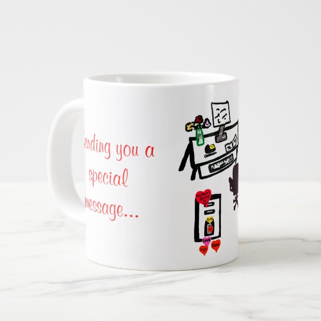 Vous envoyer un message Coeurs Valentin Chine Mug (Devant gauche)
