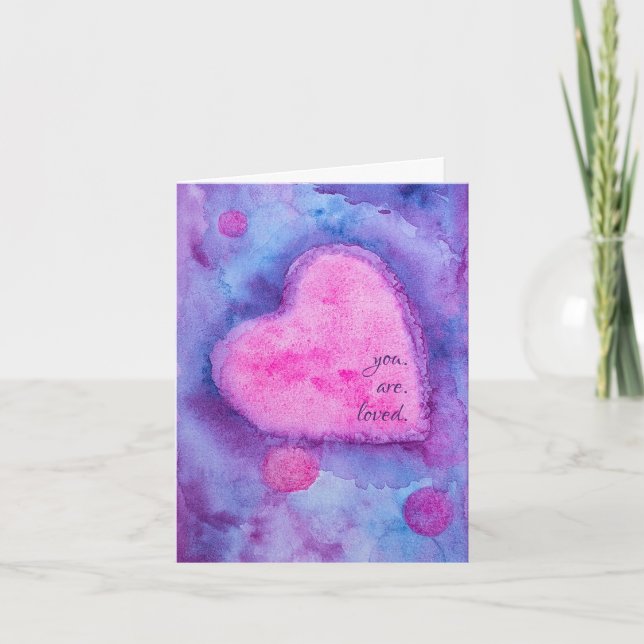 Vous Êtes Aimé Carte Aquarelle Unique (Devant)