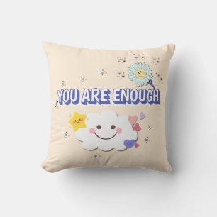 Vous Êtes Assez - Whimsical Cloud & Flower Coussin