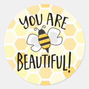Vous êtes autocollant rond de belle abeille