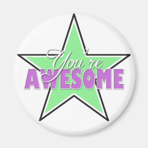 Vous êtes AWESOME - Green & Purple Star Magnet