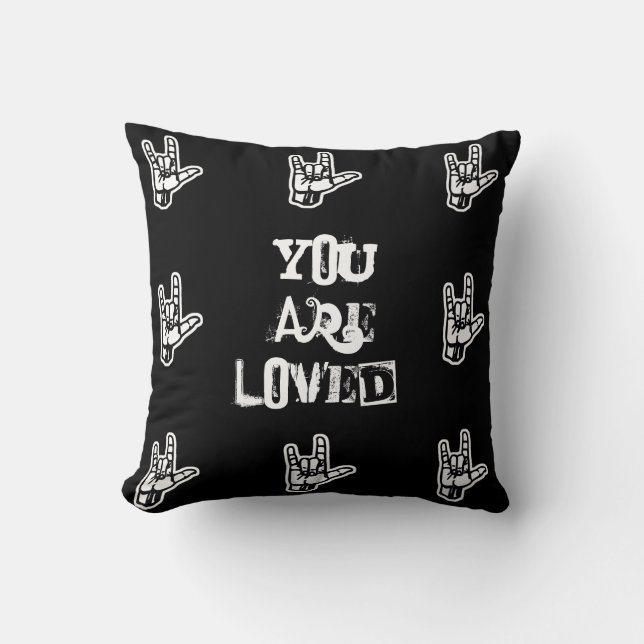 "Vous êtes" coussin aimé de langue des signes (Recto)