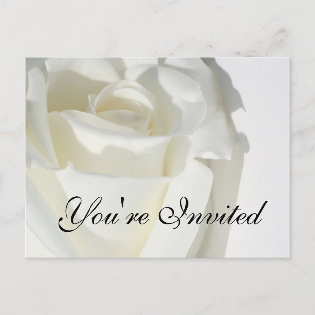 Vous êtes invité Carte d'invitation Rose blanche (Devant)