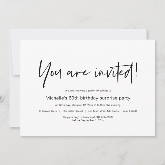 Vous êtes invité, Invitation Surprise Anniversaire (Devant)