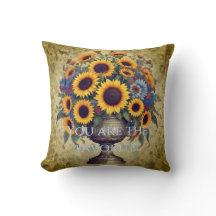 "Vous êtes le Favori !" Coussin floral