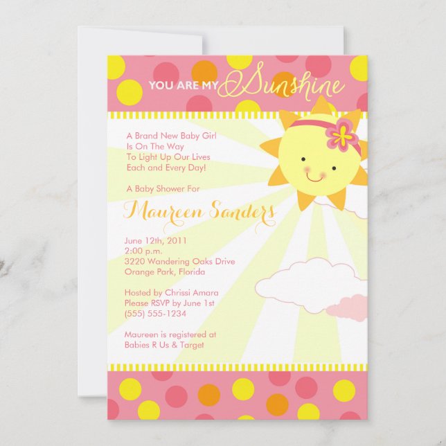 Vous êtes mes invitations de baby shower de soleil (Devant)