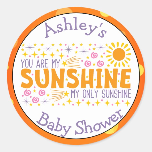 Vous Êtes Mes Stickers Baby shower Sunshine (Devant)