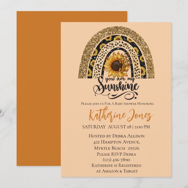 Vous Êtes Mon Baby shower Sunshine Invitation (Devant / Derrière)