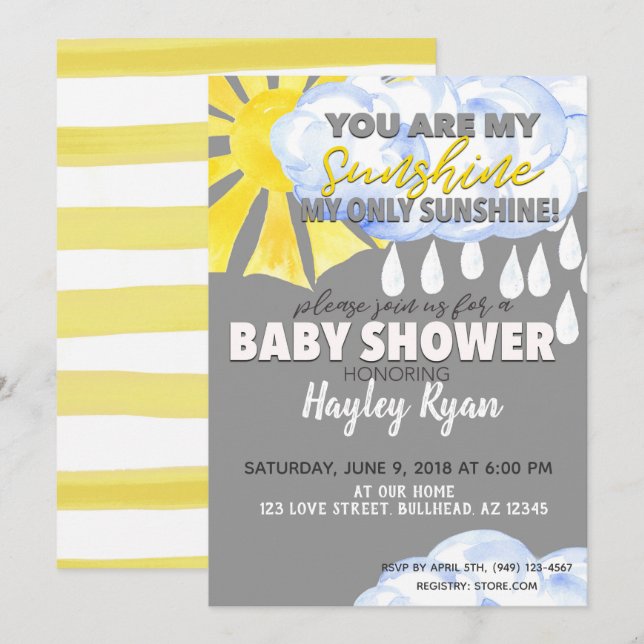 Vous êtes mon Invitation Baby shower Sunshine (Devant / Derrière)