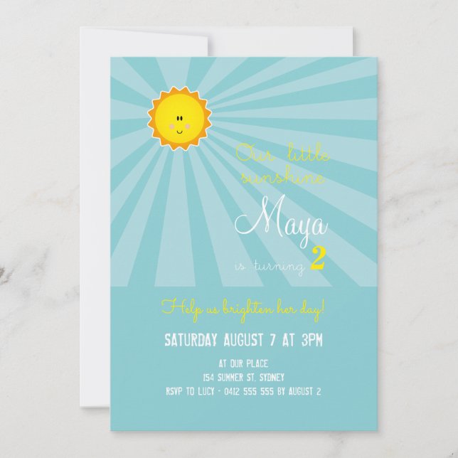 Vous êtes mon invitation d'anniversaire de soleil (Devant)
