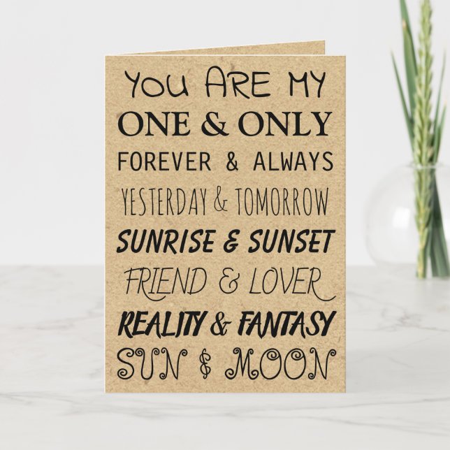 Vous êtes mon One & Only | Carte romantique (Devant)