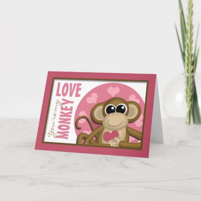 Vous êtes mon singe d'amour - Carte de vœux rose m (Devant)