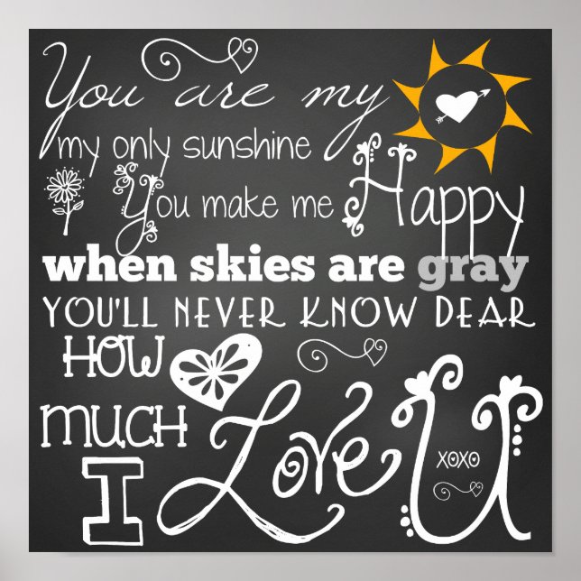 Vous êtes mon Sunshine Chalkboard Look Poster (Devant)