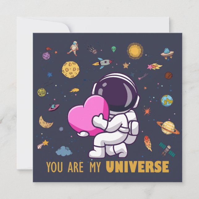 Vous êtes mon univers - Carte d'amour astronaute m (Devant)