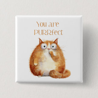 vous êtes purrfait - badge de chat orange