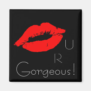 Vous Êtes U R Magnifique Red Lips Kiss Magnet