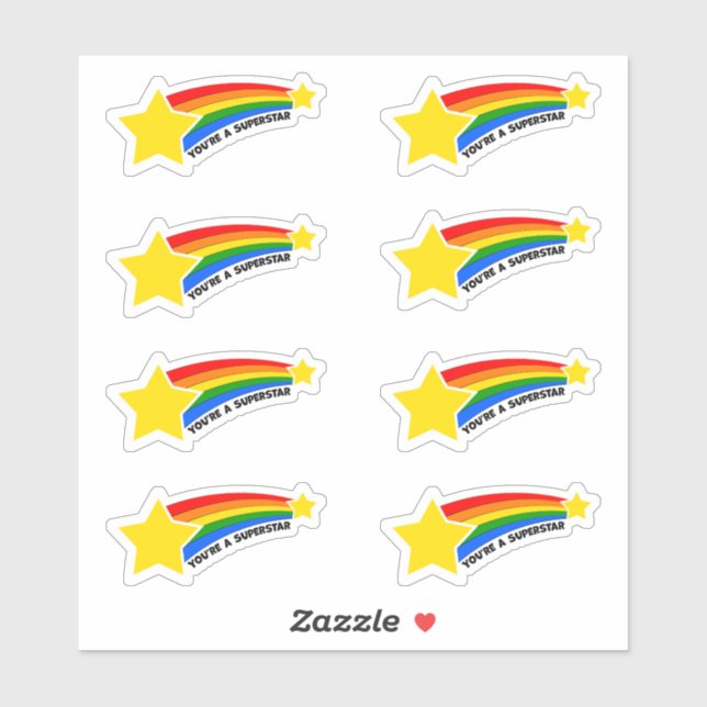 Vous êtes un Sticker Superstar Stars et Rainbow (Feuille)