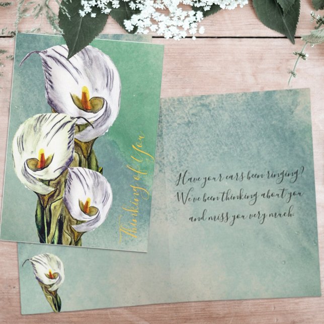 Vous manquez Calla Lilies Aquarelle Carte personna (Créateur téléchargé)