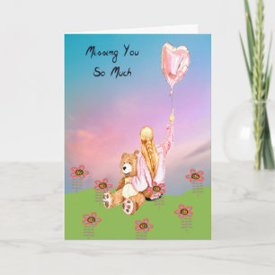 Vous Manquez Carte Romance Fille et ours fourré