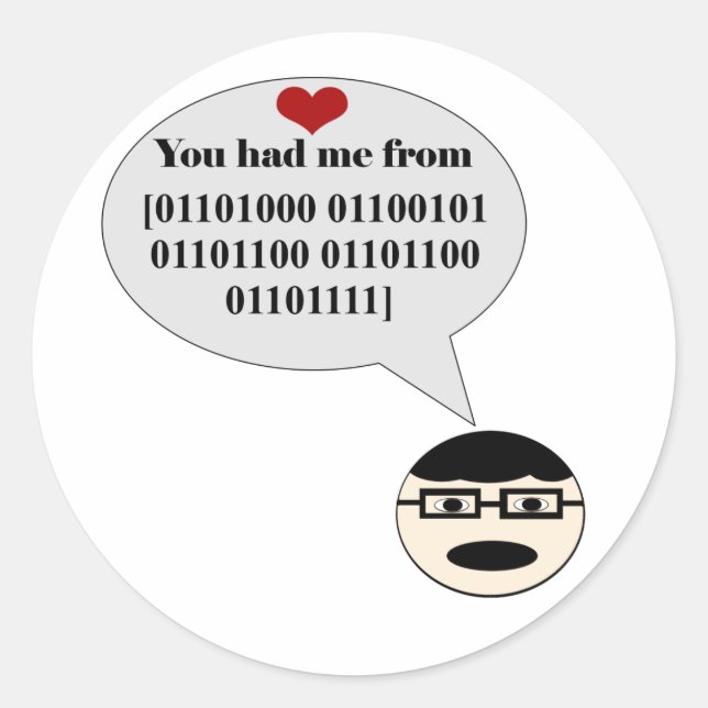 Vous M'Avez Eu Des Stickers Binary Hello (Devant)