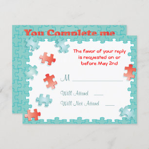Vous me complétez le puzzle Mariage Cartes RSVP