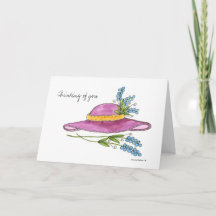 Vous me manquez Carte Chapeau Rose