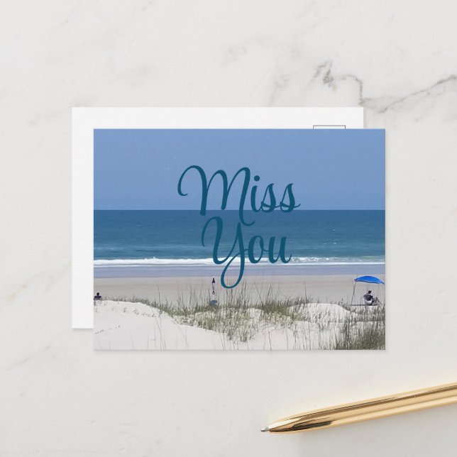 Vous me manquez carte postale de plage (Devant/Arrière en situation)