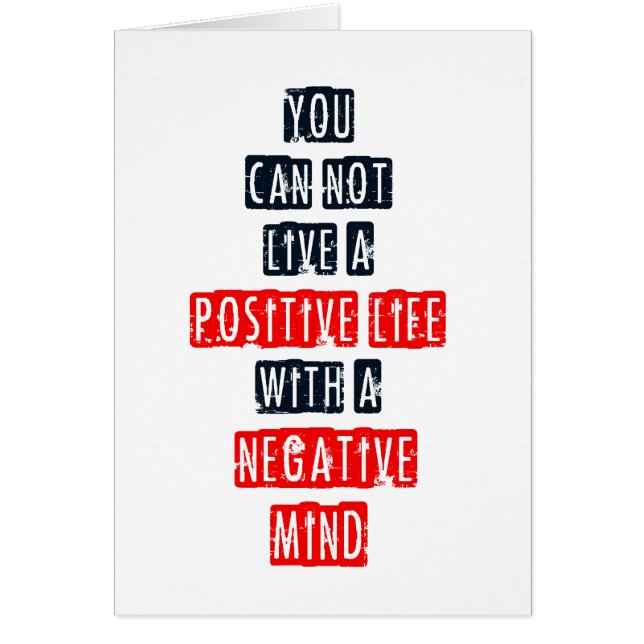 Vous ne pouvez pas vivre une vie positive avec (Devant)