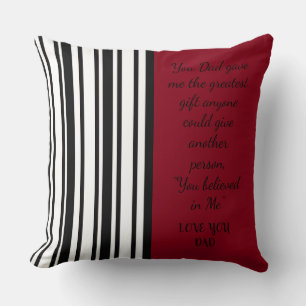 Vous Papa M'a Donné Coussin Rayé Rouge/Noir pour H
