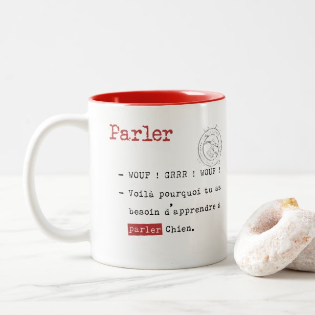 Vous parlez wouf wouf ? Two-Tone coffee mug (With Donut)