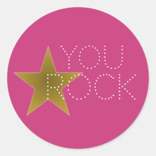 Vous Rock Star Anniversaire Stickers Partie Or ros